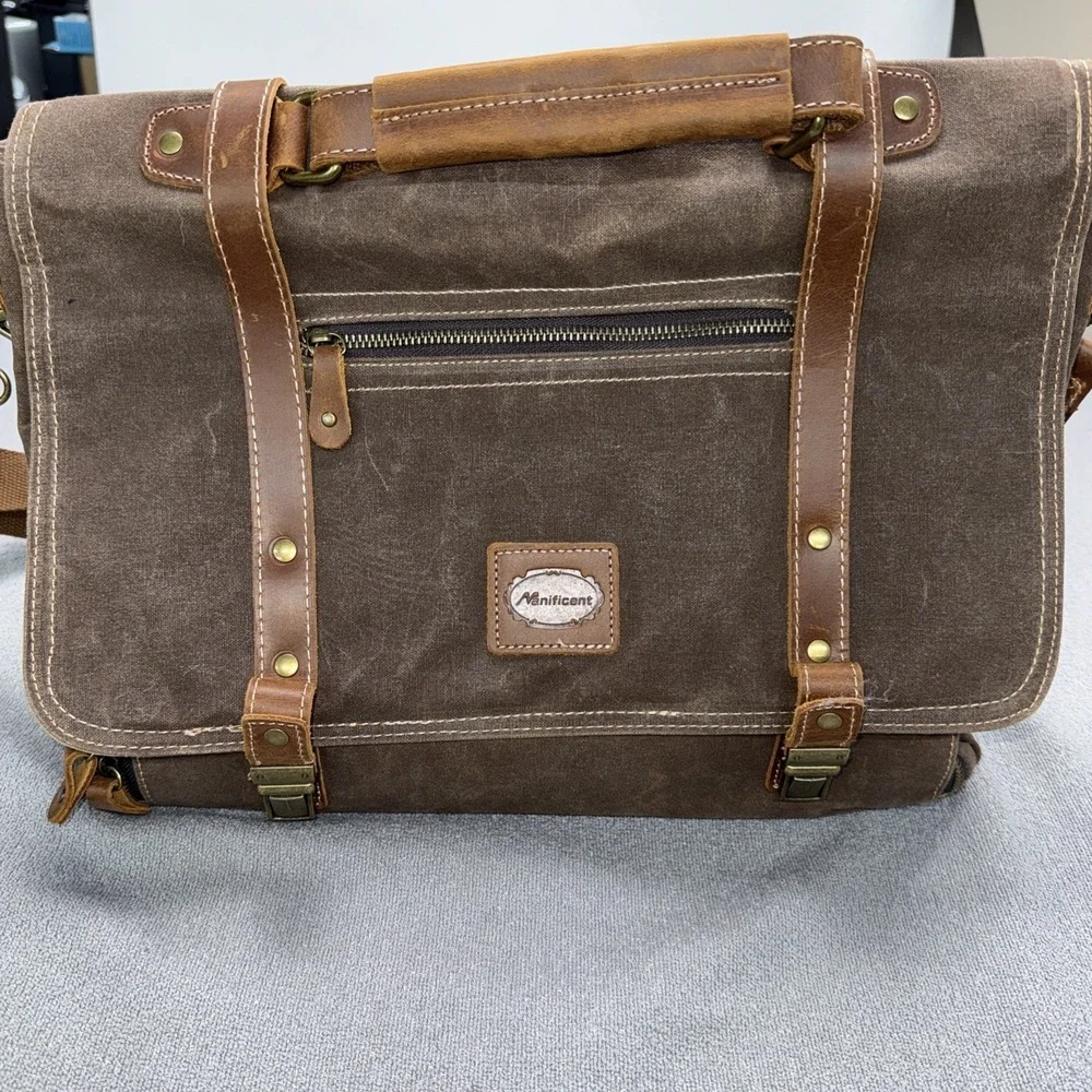 Laptop Messenger bag for Mens 15.6 Inch, Waterproof Vintage Genuine Leather M...